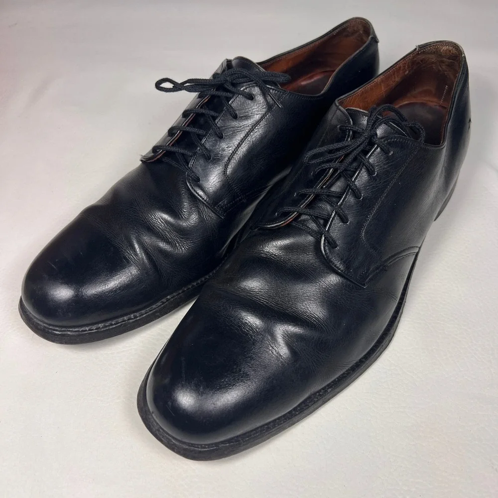 Stetson Old Masters Derby Shoes Mens 13 B Black Leather Plain Toe Vtg Heritage - Picture 1 of 16